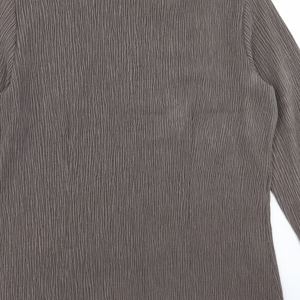 Marks and Spencer Womens Brown  Polyester Basic Button-Up Size 10 Collared