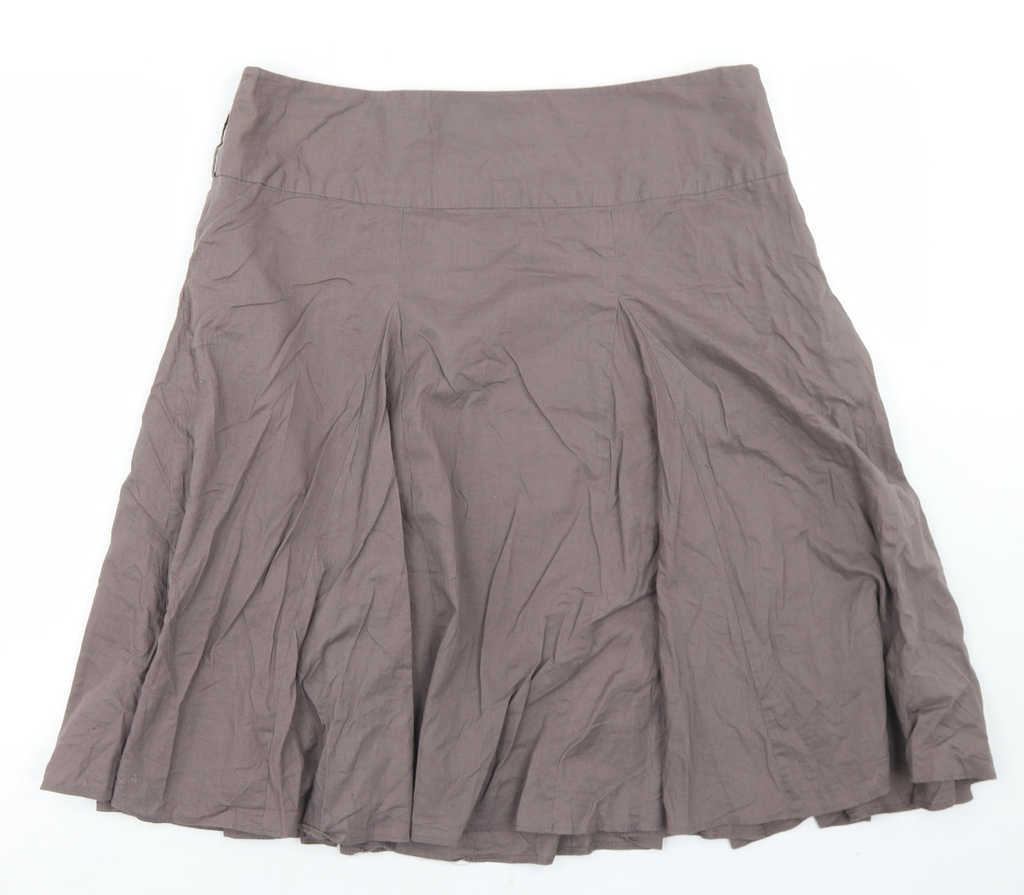 Dorothy Perkins Womens Brown  Cotton Pleated Skirt Size 14   Zip