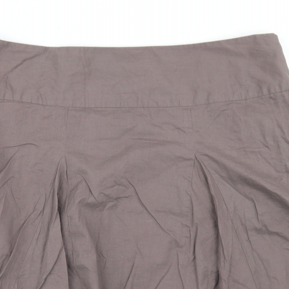 Dorothy Perkins Womens Brown  Cotton Pleated Skirt Size 14   Zip