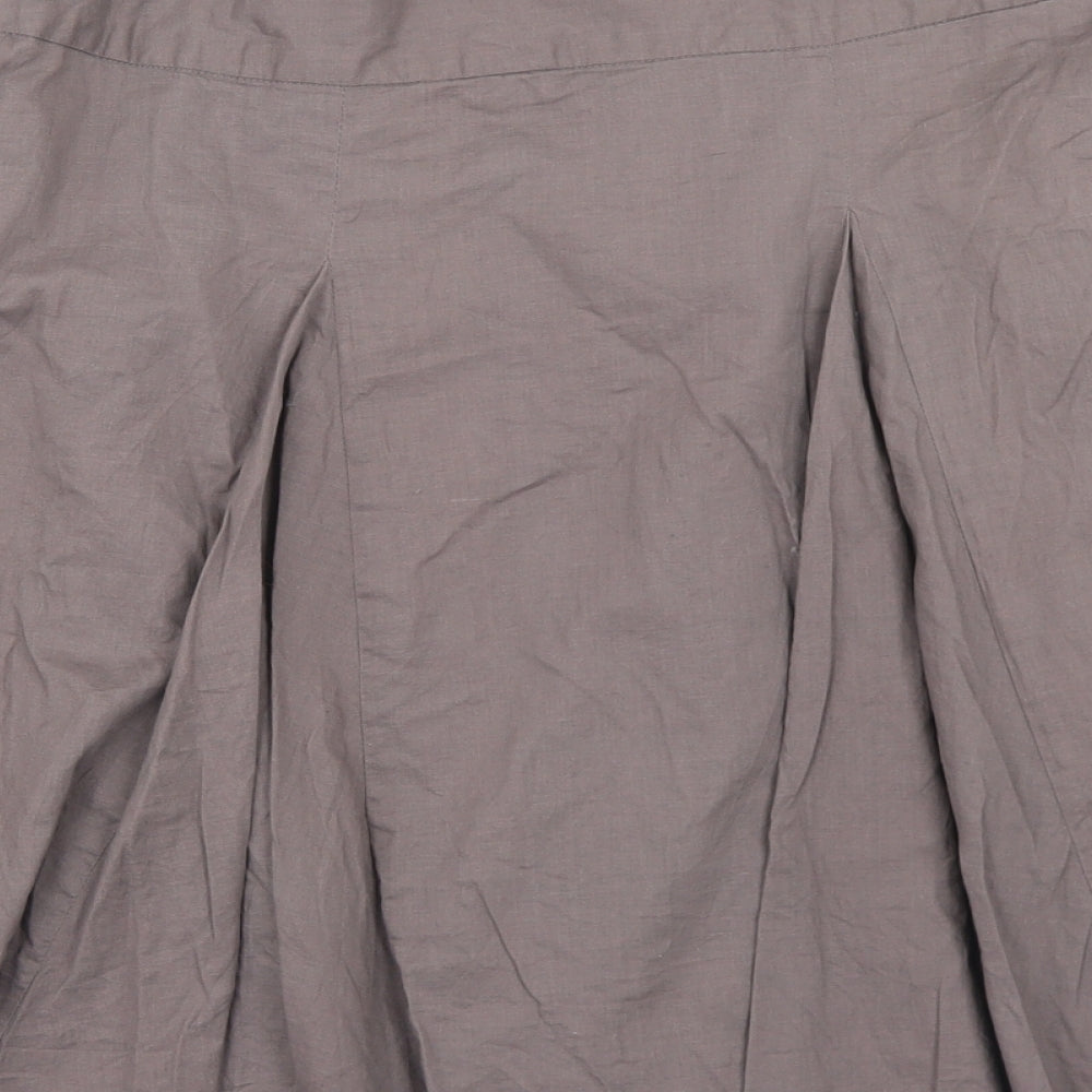 Dorothy Perkins Womens Brown  Cotton Pleated Skirt Size 14   Zip