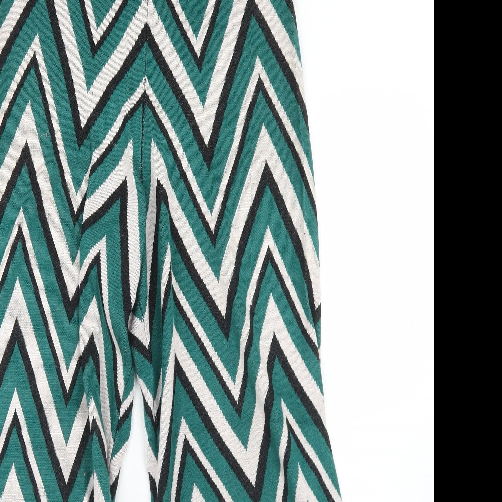 VERO MODA Womens Green Herringbone Viscose Trousers  Size S L25 in Regular