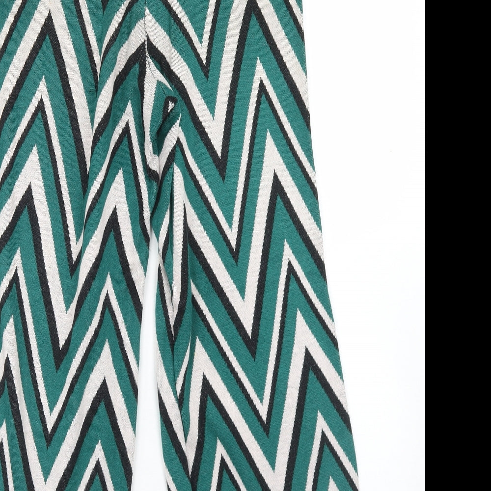 VERO MODA Womens Green Herringbone Viscose Trousers  Size S L25 in Regular