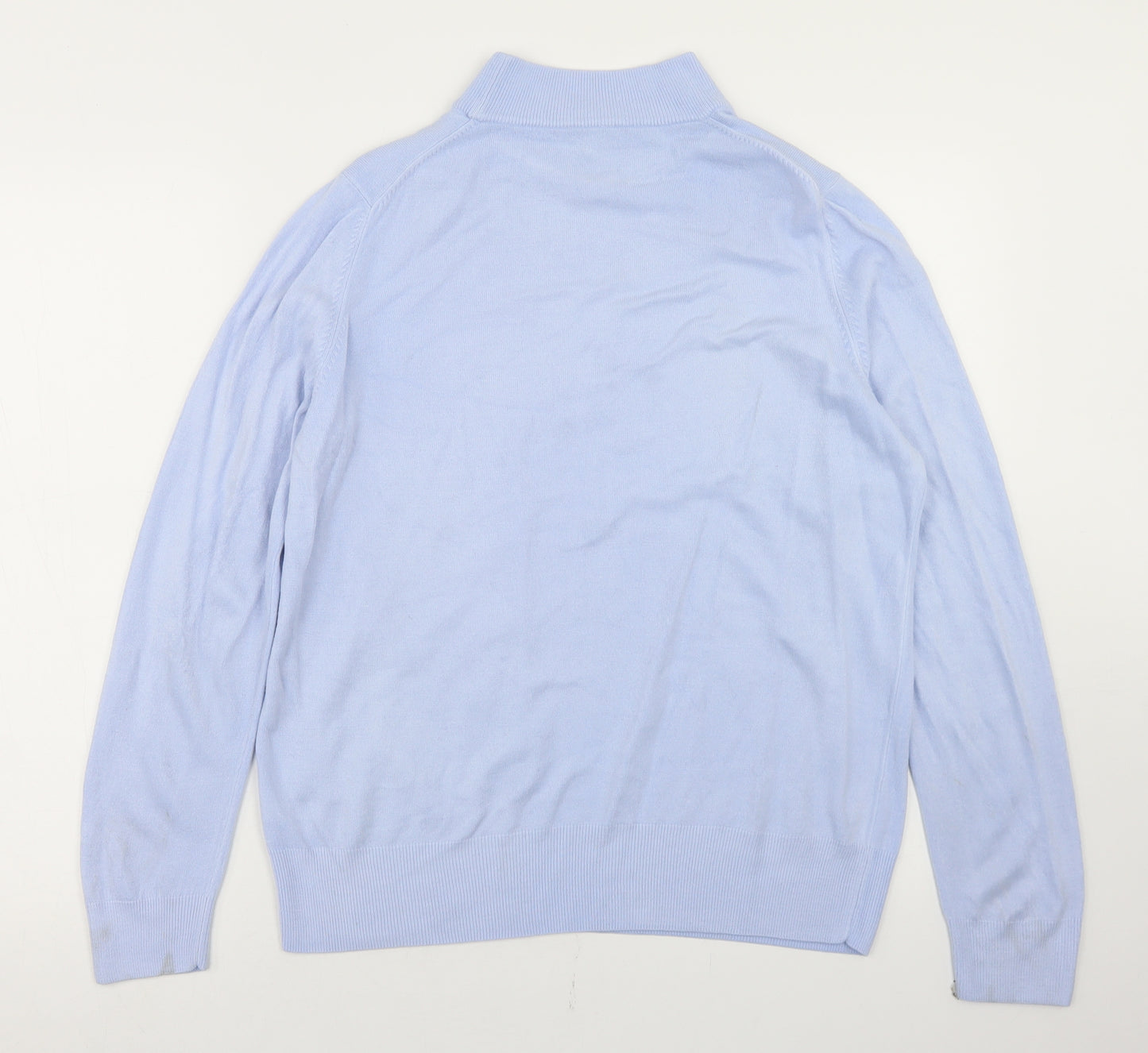 Marks and Spencer Womens Blue Mock Neck  Acrylic Pullover Jumper Size 16