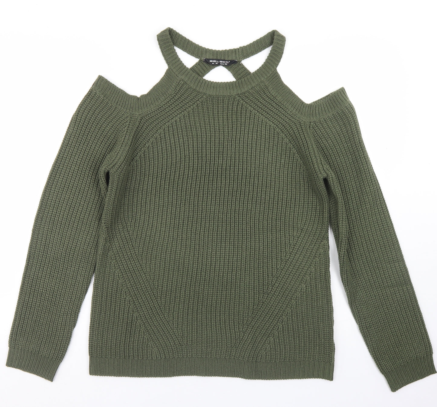 Select Womens Green Round Neck  Acrylic Pullover Jumper Size 14   - Cut Out