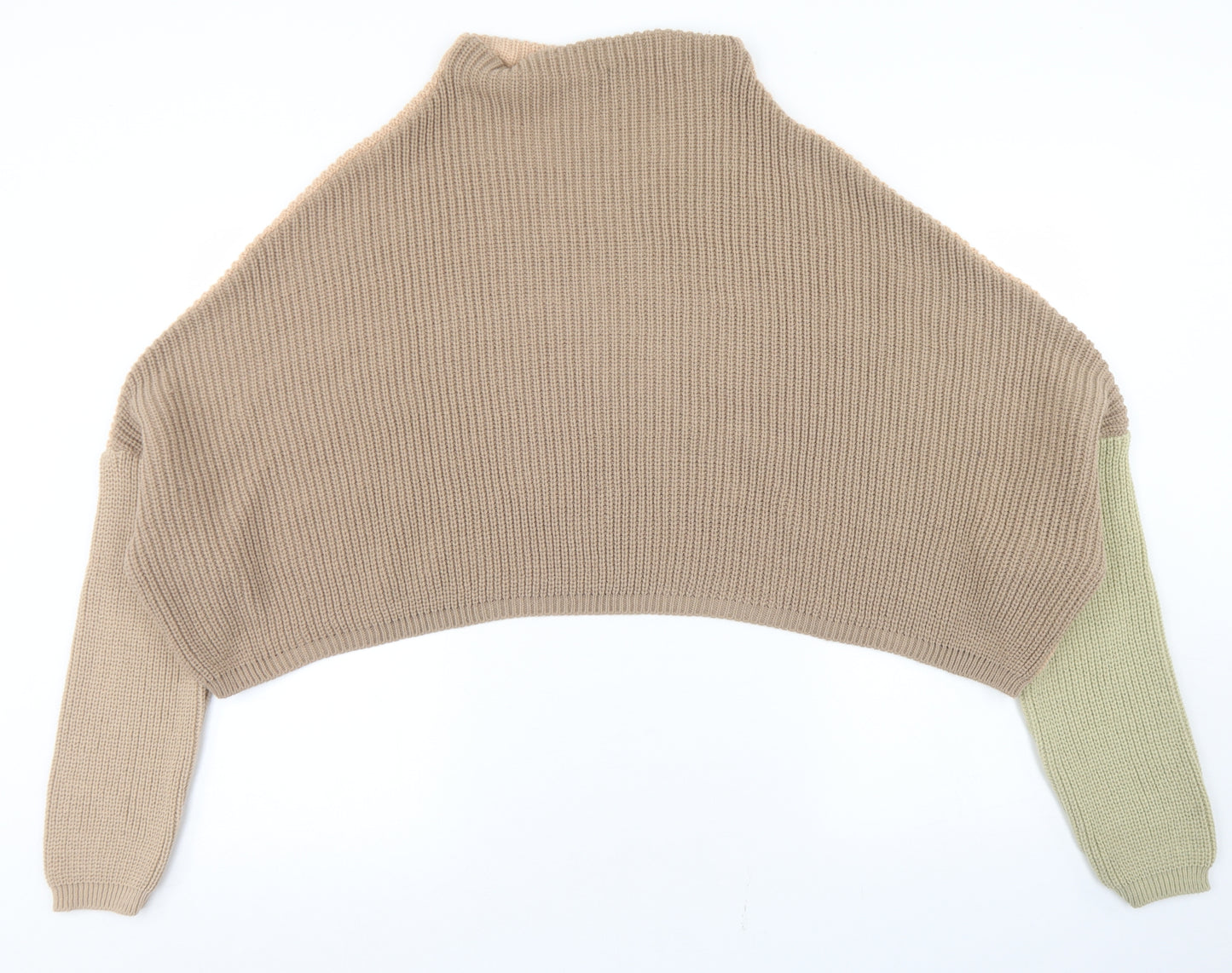PRETTYLITTLETHING Womens Brown Mock Neck  Acrylic Pullover Jumper Size 6