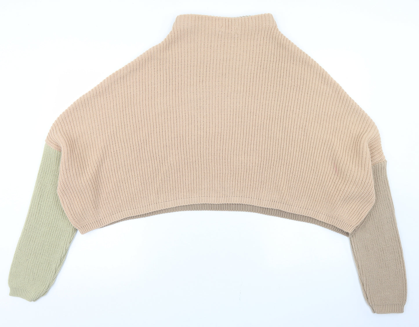 PRETTYLITTLETHING Womens Brown Mock Neck  Acrylic Pullover Jumper Size 6
