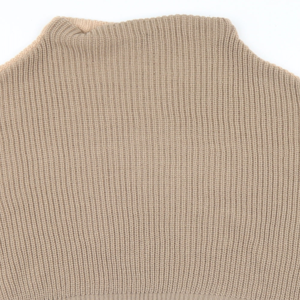 PRETTYLITTLETHING Womens Brown Mock Neck  Acrylic Pullover Jumper Size 6
