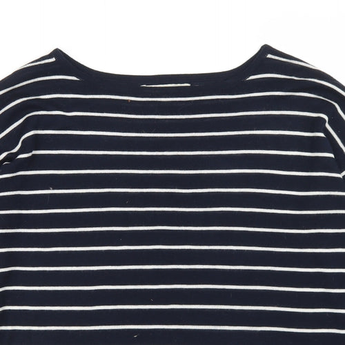 Peacocks Womens Blue Round Neck Striped Acrylic Pullover Jumper Size 8