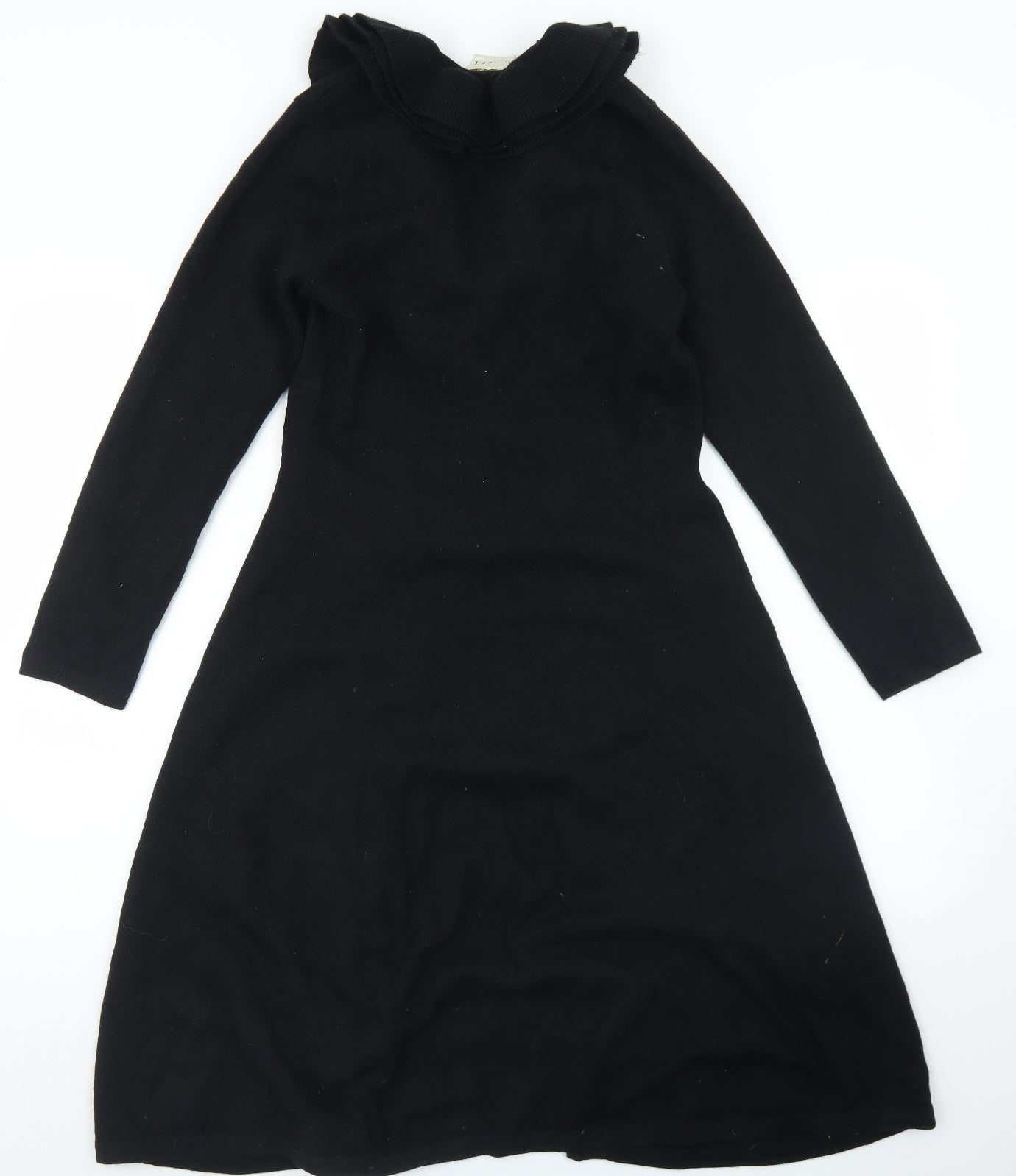 Minuet Womens Black Collared  Acrylic Cardigan Jumper Size 10   - Longline