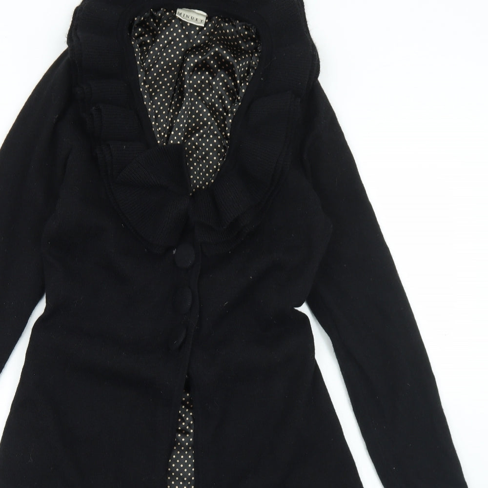 Minuet Womens Black Collared  Acrylic Cardigan Jumper Size 10   - Longline