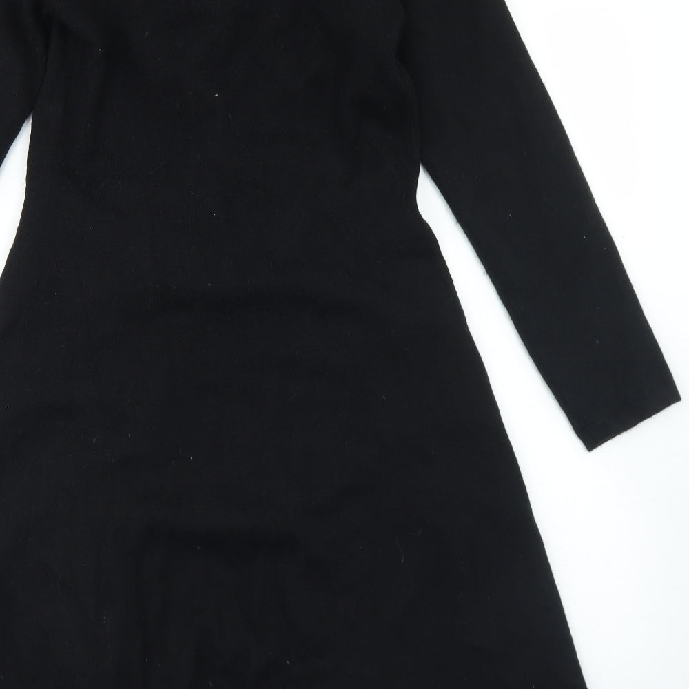 Minuet Womens Black Collared  Acrylic Cardigan Jumper Size 10   - Longline