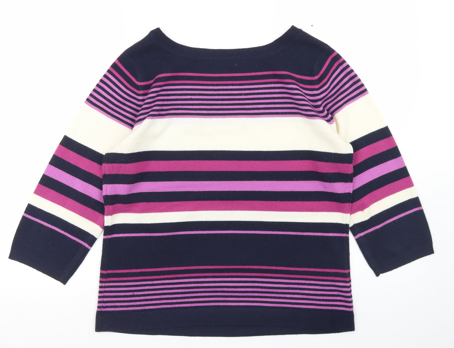 Papaya Womens Multicoloured Round Neck Striped Acrylic Pullover Jumper Size 14