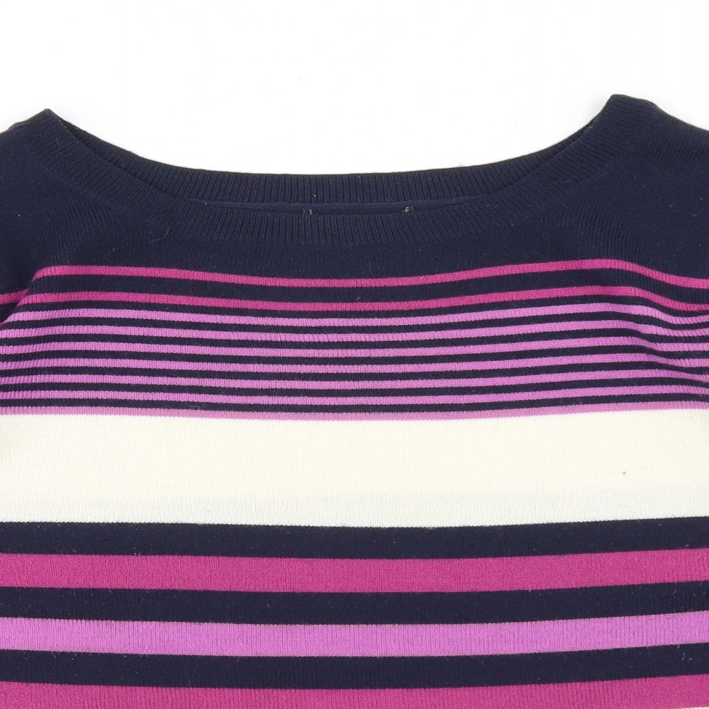 Papaya Womens Multicoloured Round Neck Striped Acrylic Pullover Jumper Size 14