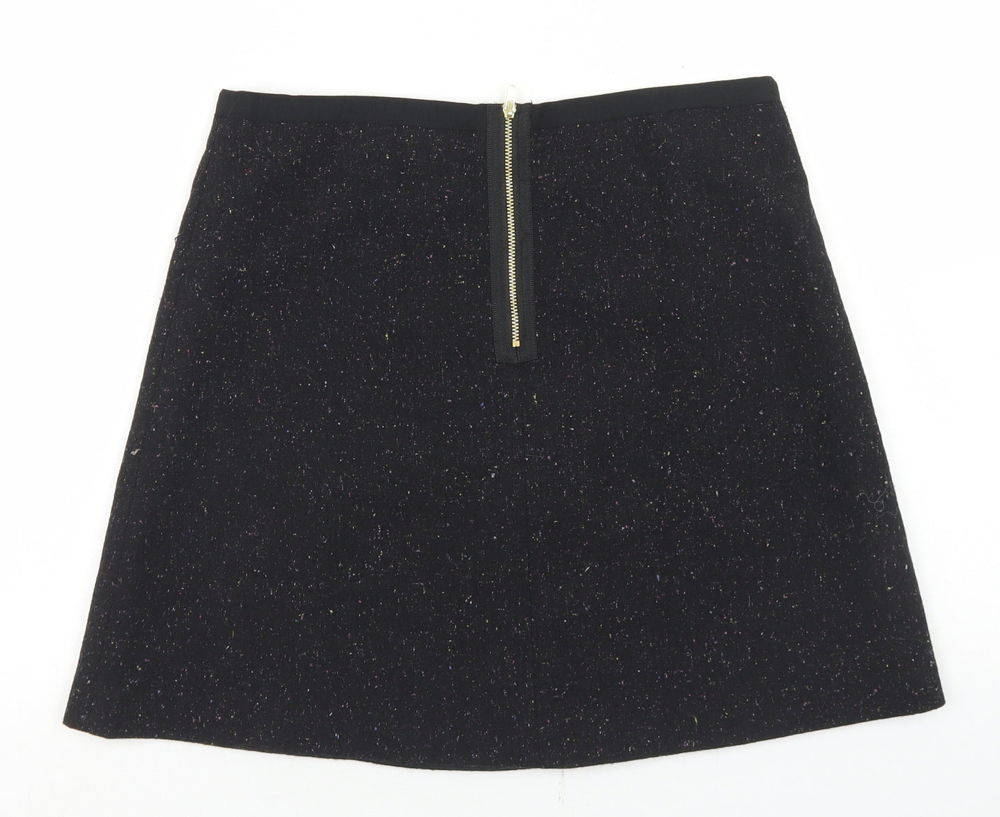 H&M Womens Black  Wool A-Line Skirt Size 10   Zip