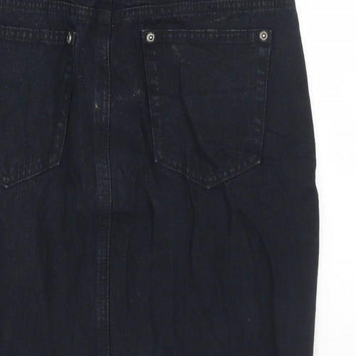 C&J Cosmic Womens Black  Cotton Straight & Pencil Skirt Size 8   Button - Distressed