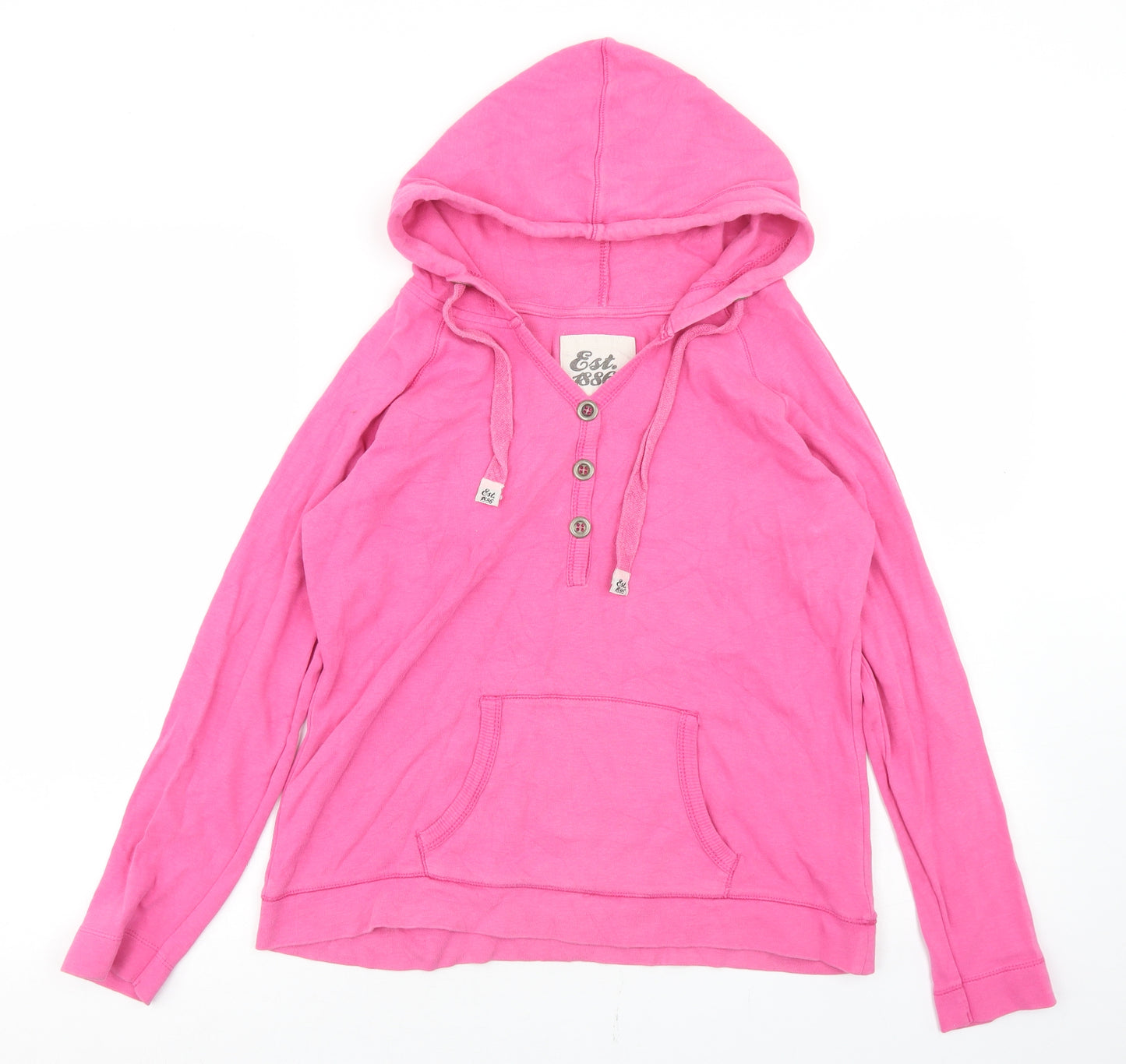 E-vie Womens Pink  Cotton Pullover Hoodie Size 12