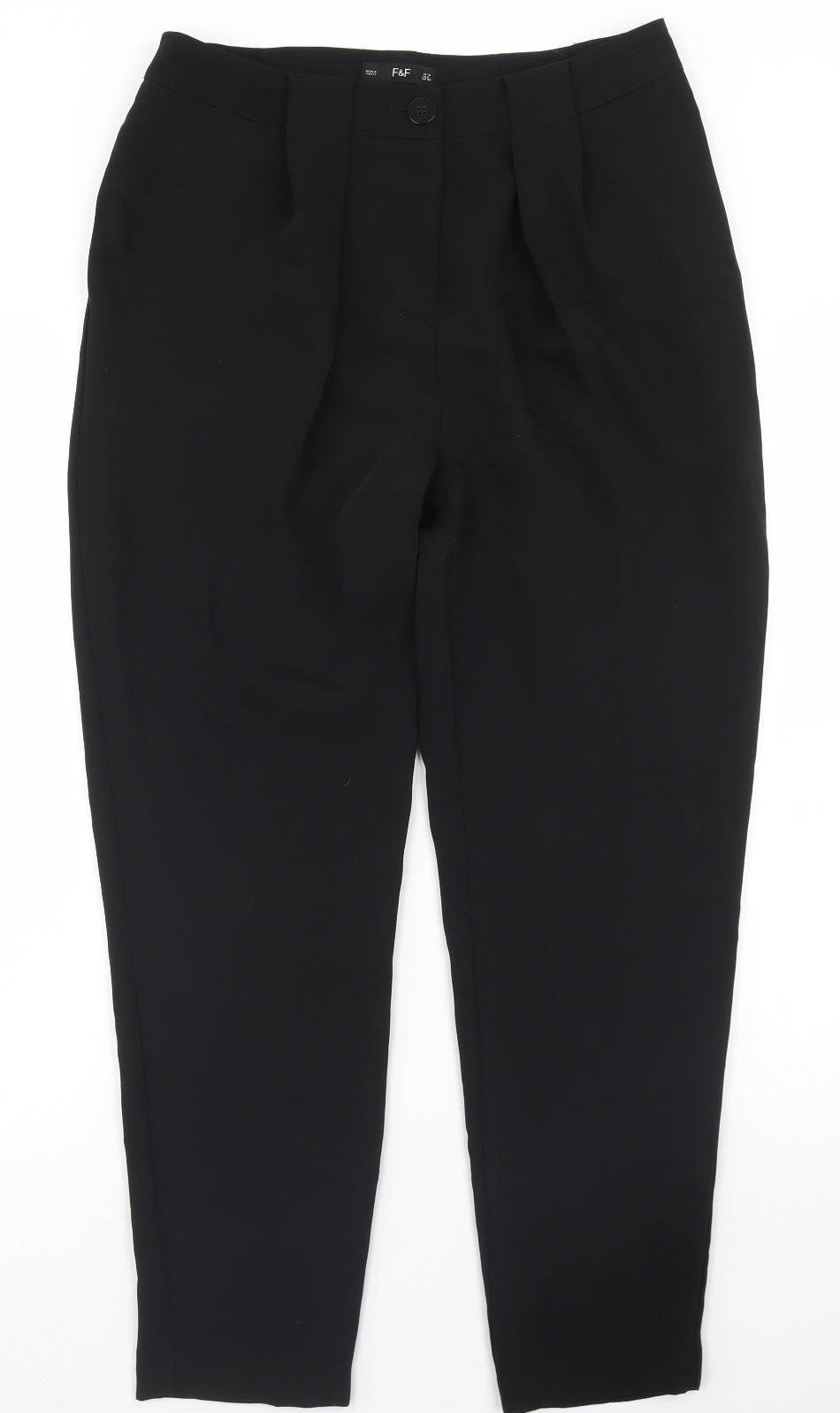 F&F Womens Black  Polyester Dress Pants Trousers Size 10 L27 in Regular Button