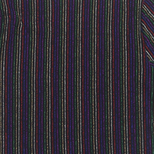 Primark Womens Multicoloured Striped Nylon Cropped Blouse Size S Round Neck