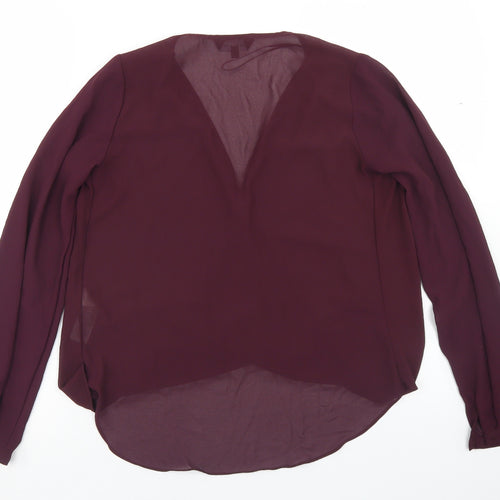 New Look Womens Purple  Polyester Basic Blouse Size 8 V-Neck