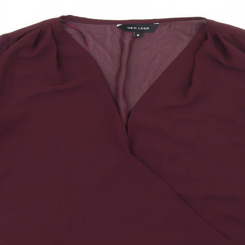 New Look Womens Purple  Polyester Basic Blouse Size 8 V-Neck