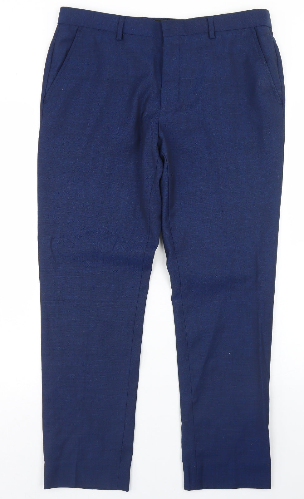 Matalan Mens Blue  Polyester Dress Pants Trousers Size 34 in L31 in Regular Hook & Eye