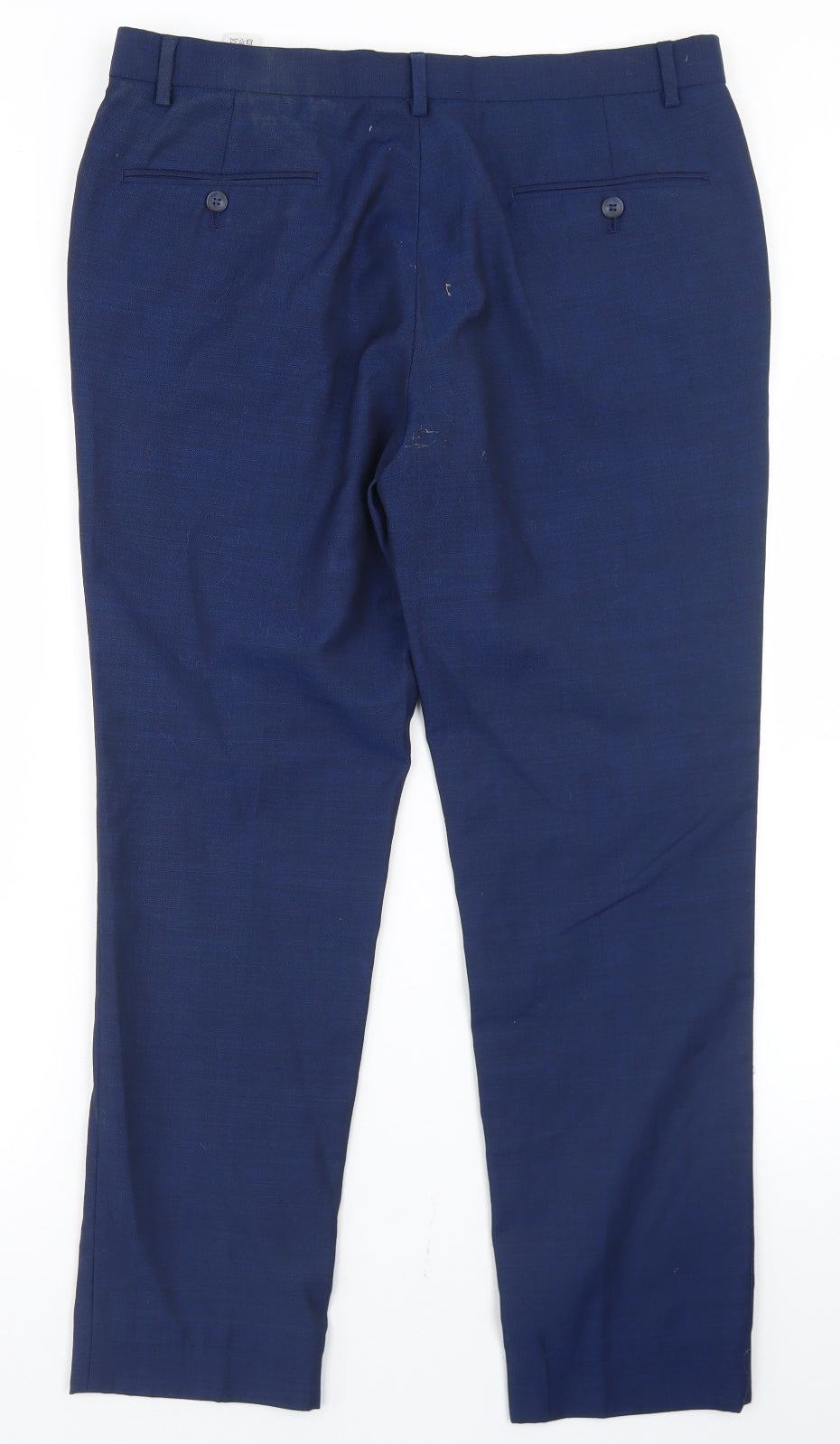 Matalan Mens Blue  Polyester Dress Pants Trousers Size 34 in L31 in Regular Hook & Eye