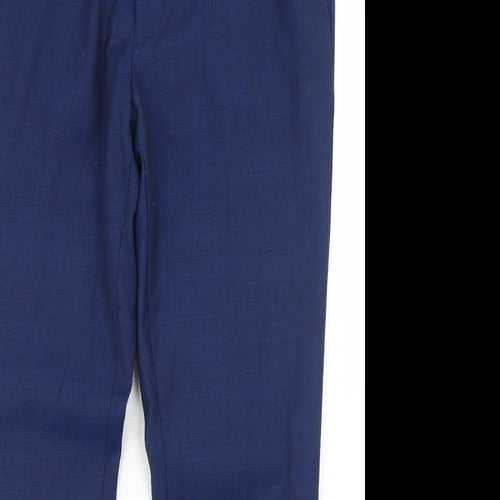Matalan Mens Blue  Polyester Dress Pants Trousers Size 34 in L31 in Regular Hook & Eye