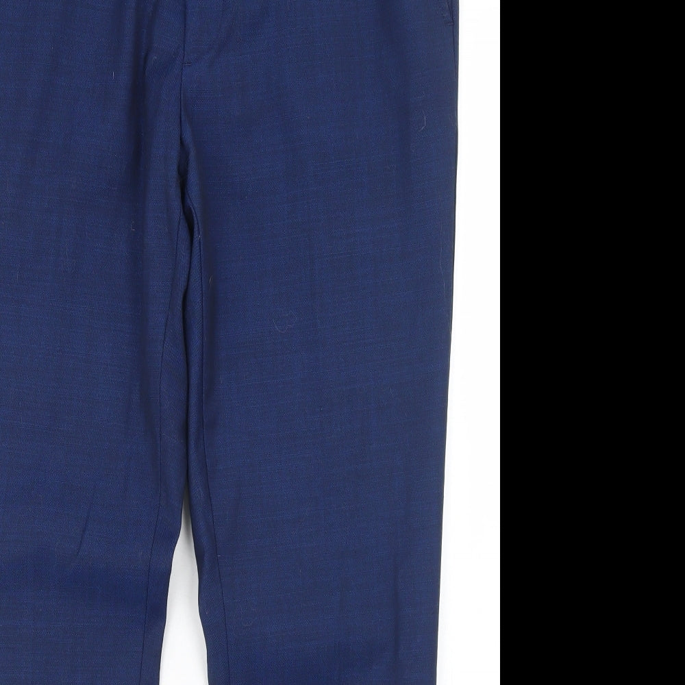 Matalan Mens Blue  Polyester Dress Pants Trousers Size 34 in L31 in Regular Hook & Eye