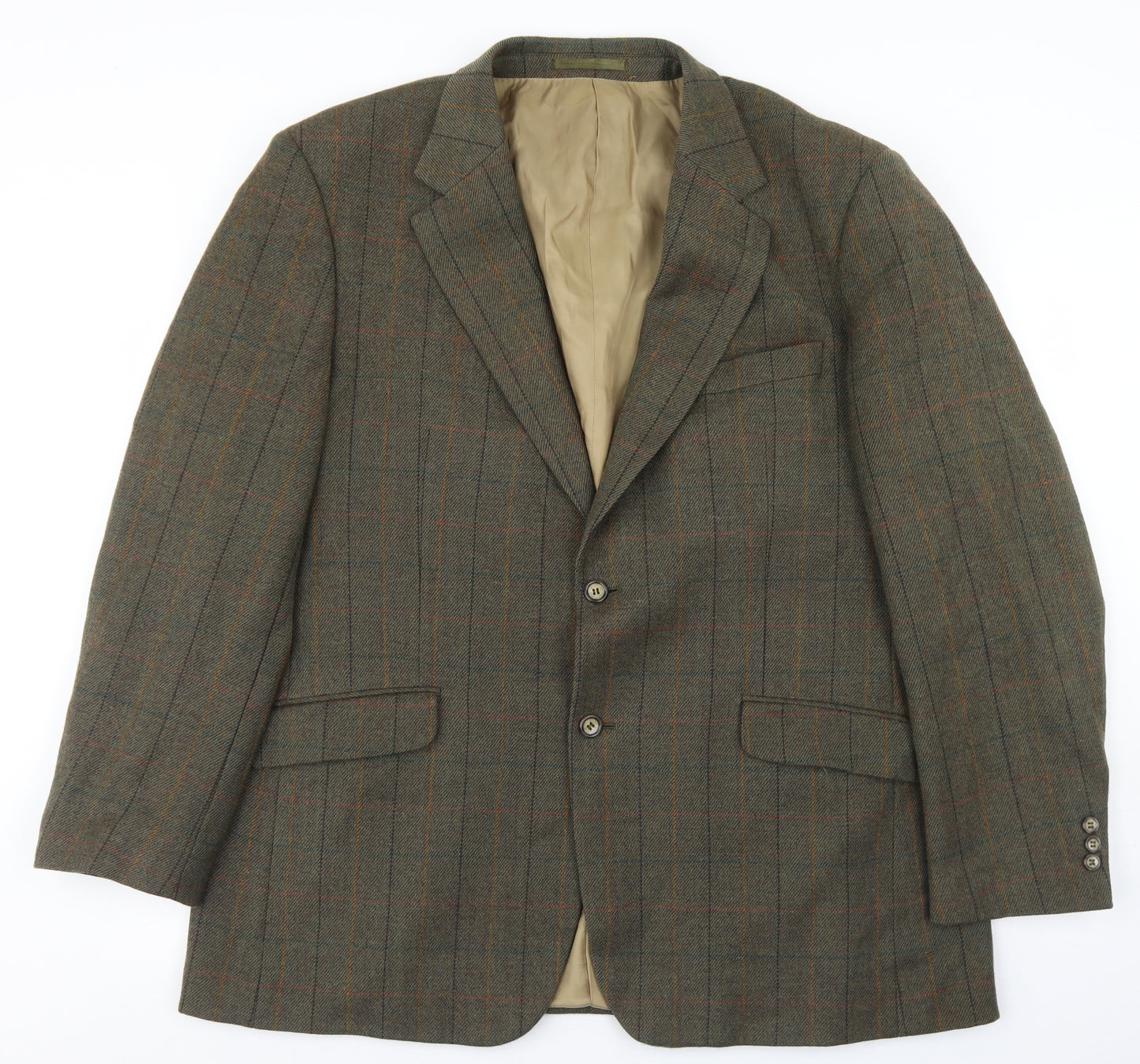 Brook Taverner Mens Green Plaid Wool Jacket Blazer Size 46