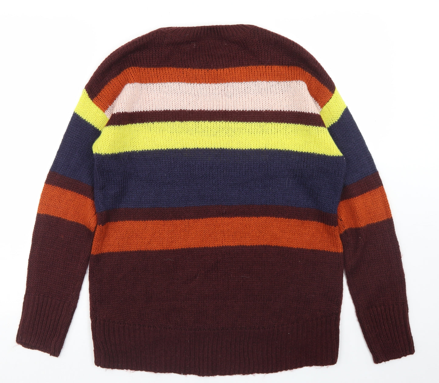 New Look Womens Multicoloured Round Neck Striped Acrylic Pullover Jumper Size S