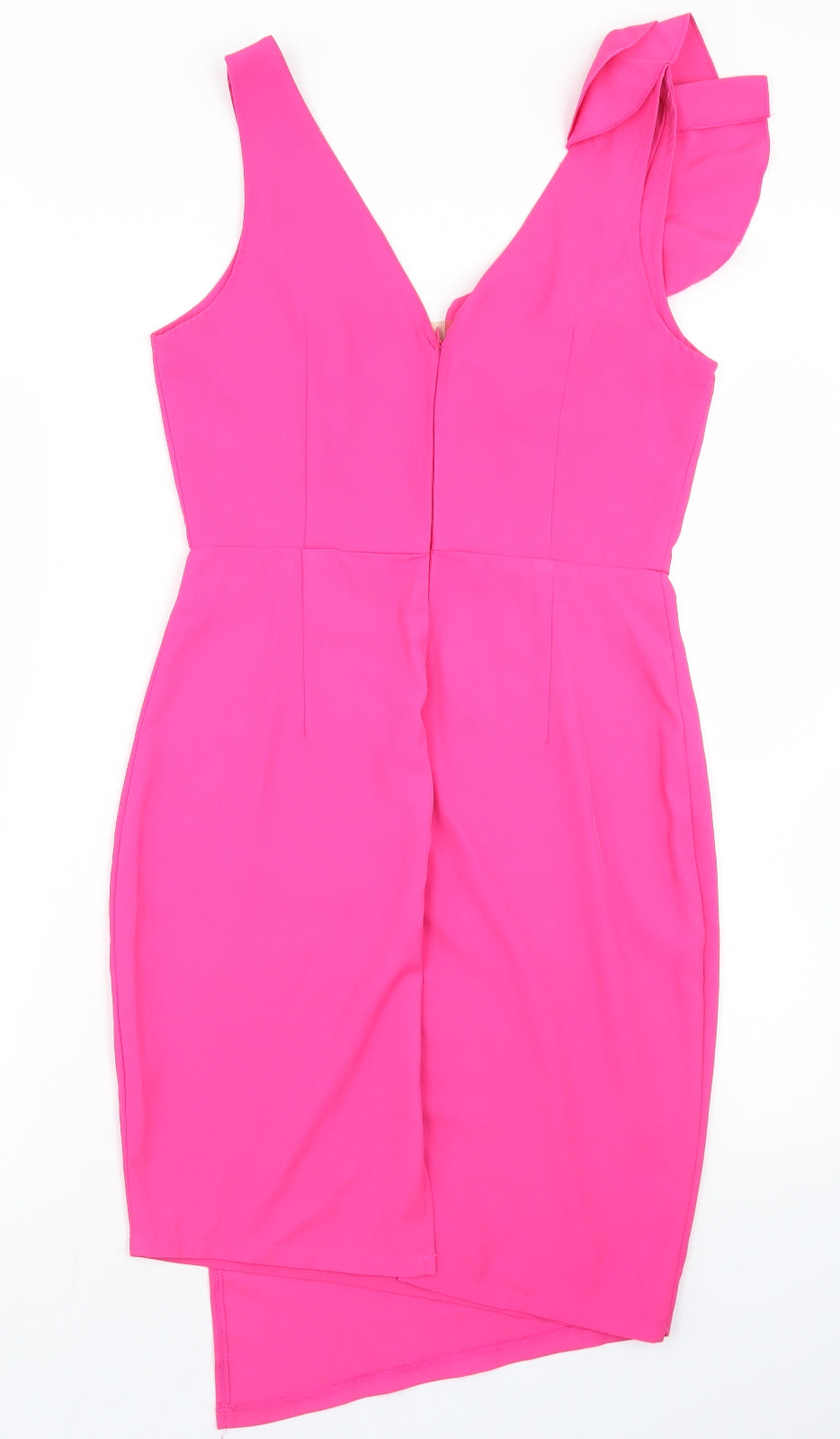 Chic Me Womens Pink  Polyester Pencil Dress  Size S  V-Neck Zip