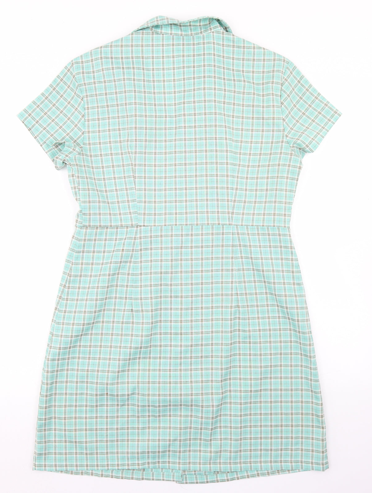 SheIn Womens Green Plaid Polyester Shirt Dress  Size L  Collared Button