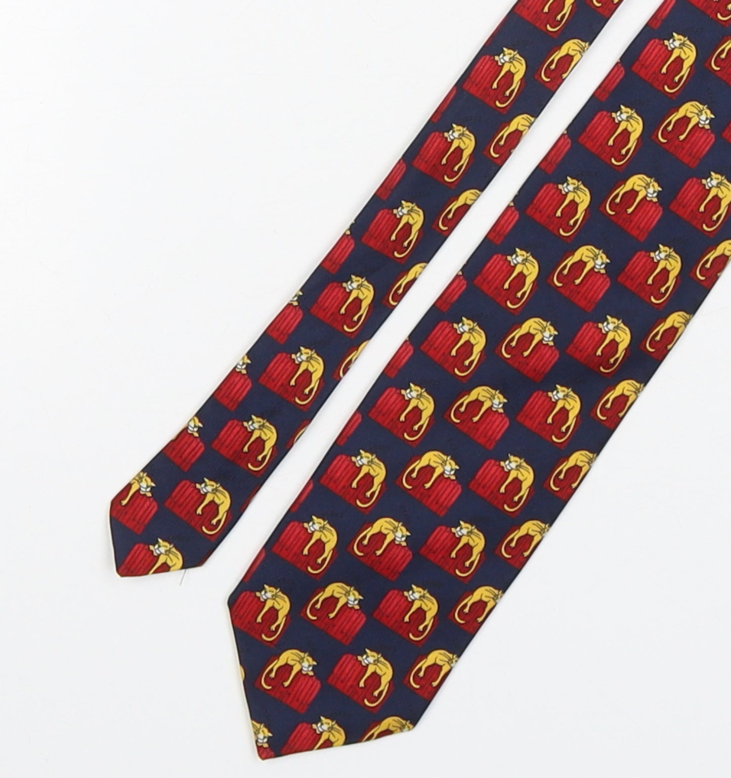 Marks and Spencer Mens Multicoloured Geometric Silk Pointed Tie One Size - Cat Print