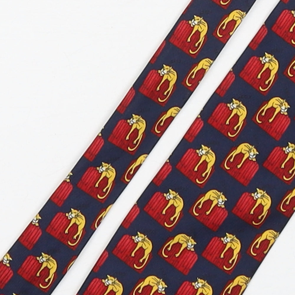 Marks and Spencer Mens Multicoloured Geometric Silk Pointed Tie One Size - Cat Print