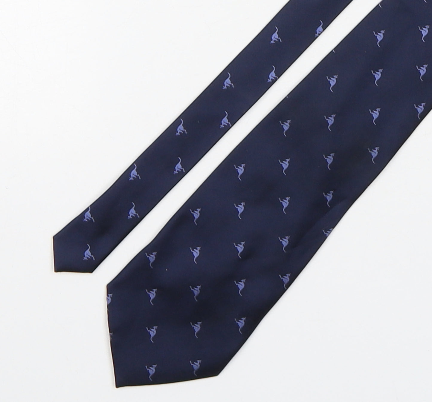 Titta Paco Mens Blue Geometric Silk Pointed Tie One Size - Kangaroo Print