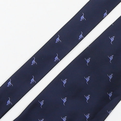 Titta Paco Mens Blue Geometric Silk Pointed Tie One Size - Kangaroo Print