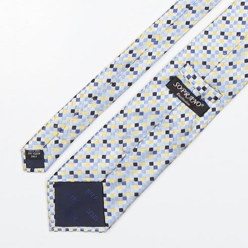 Soprano Mens Multicoloured Geometric Silk Pointed Tie One Size