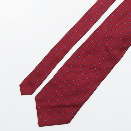 Osborne Mens Red Geometric Silk Pointed Tie One Size