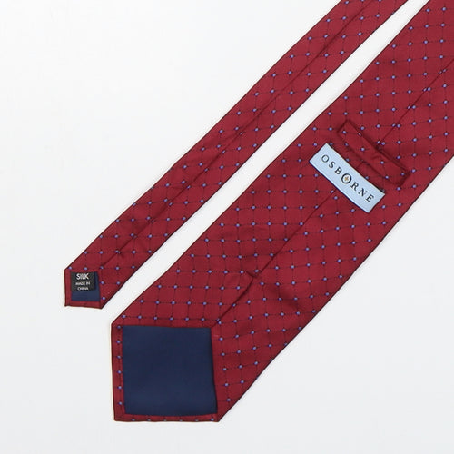 Osborne Mens Red Geometric Silk Pointed Tie One Size