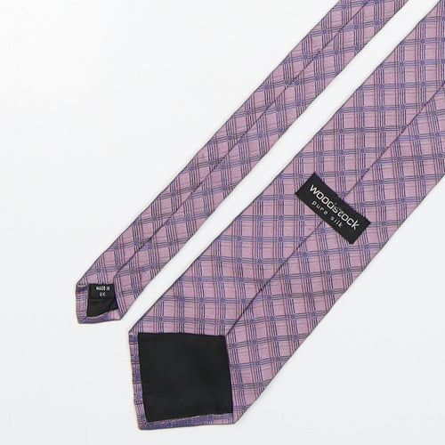 Woodstock  Mens Pink Plaids & Checks Silk Pointed Tie One Size