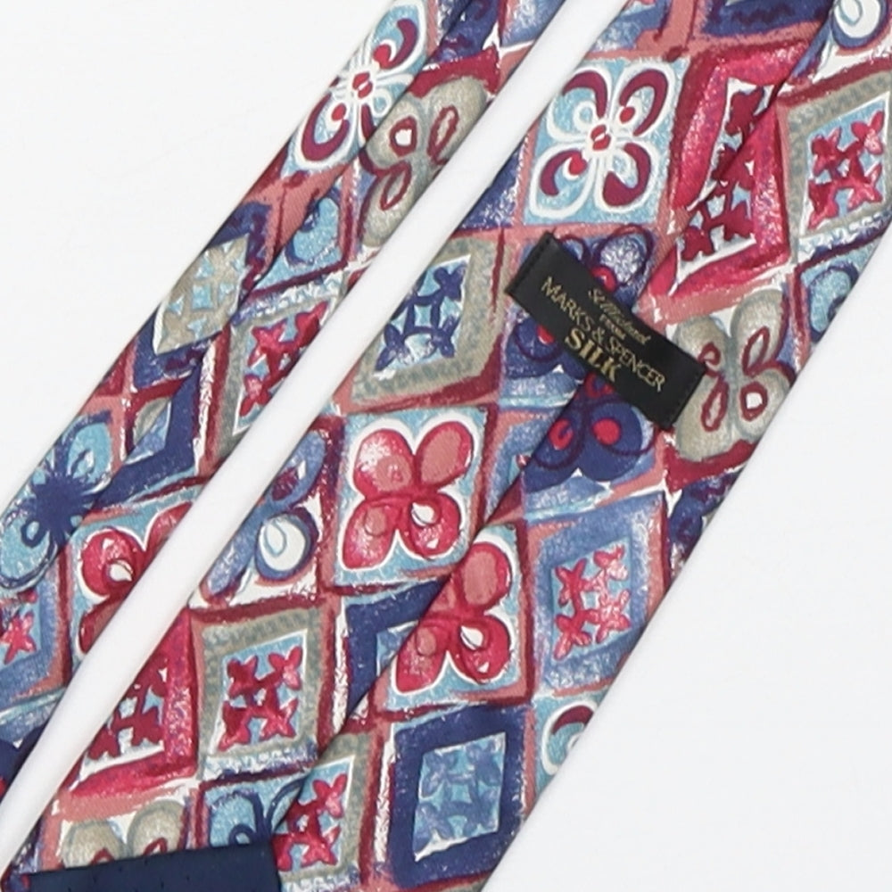 Marks and Spencer Mens Multicoloured Floral Silk Pointed Tie One Size