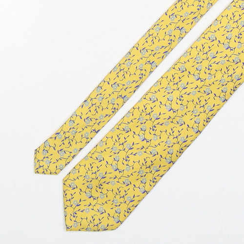 Joseph Turner  Mens Yellow Floral Silk Pointed Tie One Size