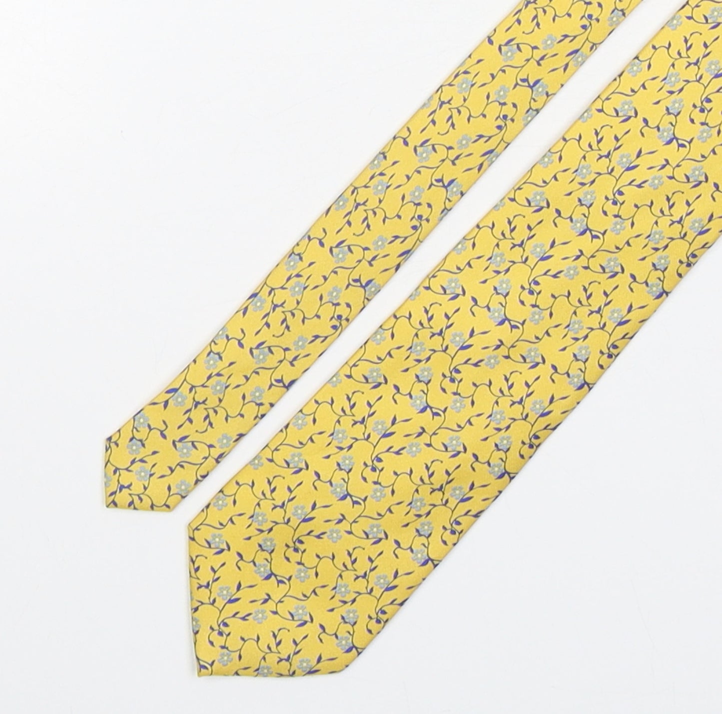 Joseph Turner  Mens Yellow Floral Silk Pointed Tie One Size