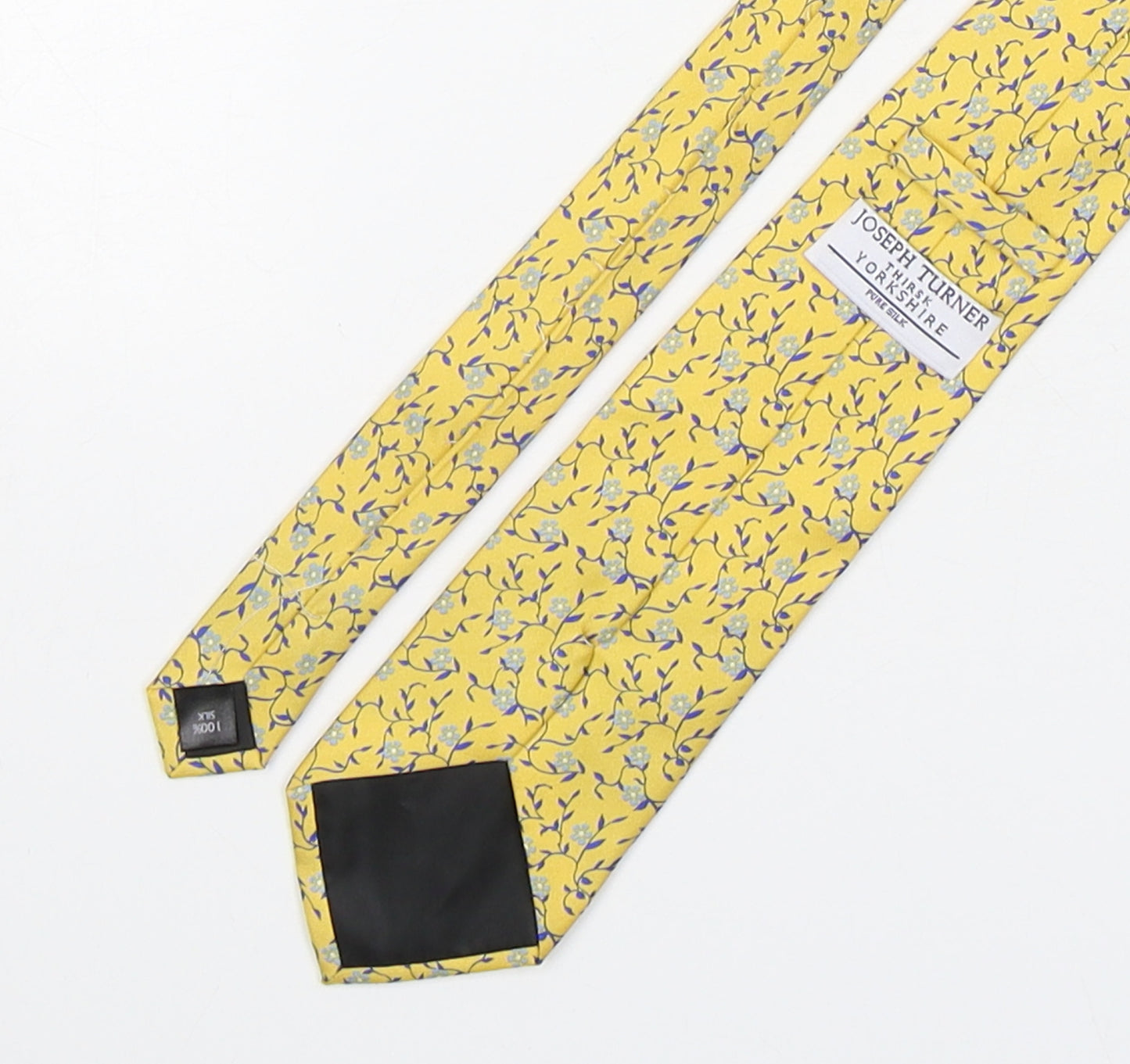 Joseph Turner  Mens Yellow Floral Silk Pointed Tie One Size