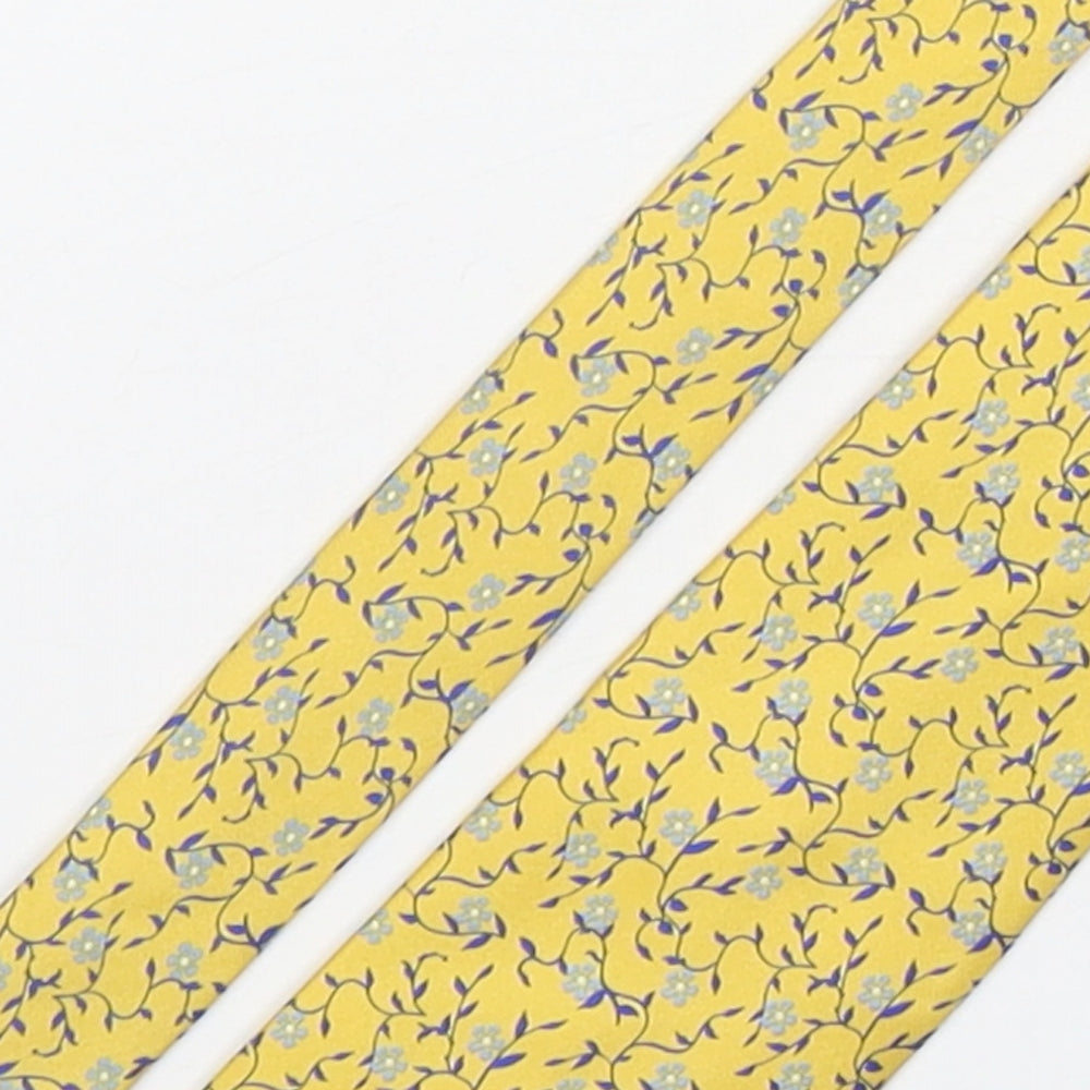 Joseph Turner  Mens Yellow Floral Silk Pointed Tie One Size