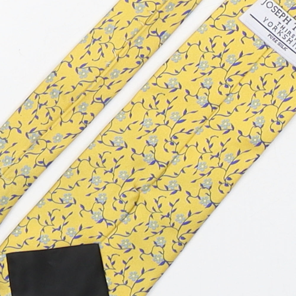 Joseph Turner  Mens Yellow Floral Silk Pointed Tie One Size