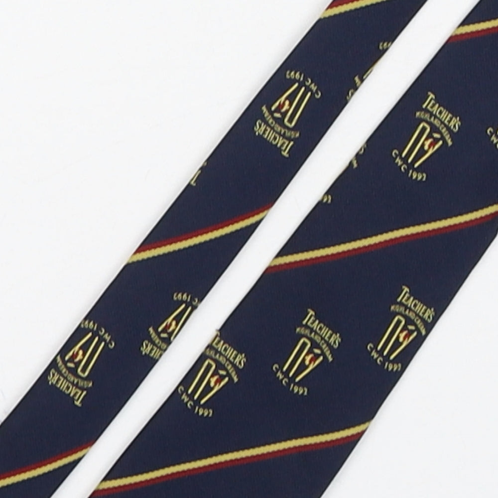 Teachers  Mens Blue Geometric Polyester Pointed Tie One Size - 1992 Cricket World Cup