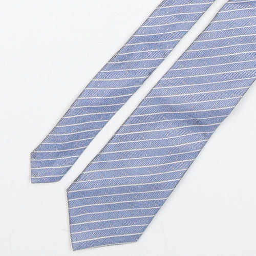 Marks and Spencer Mens Blue Striped Silk Pointed Tie One Size