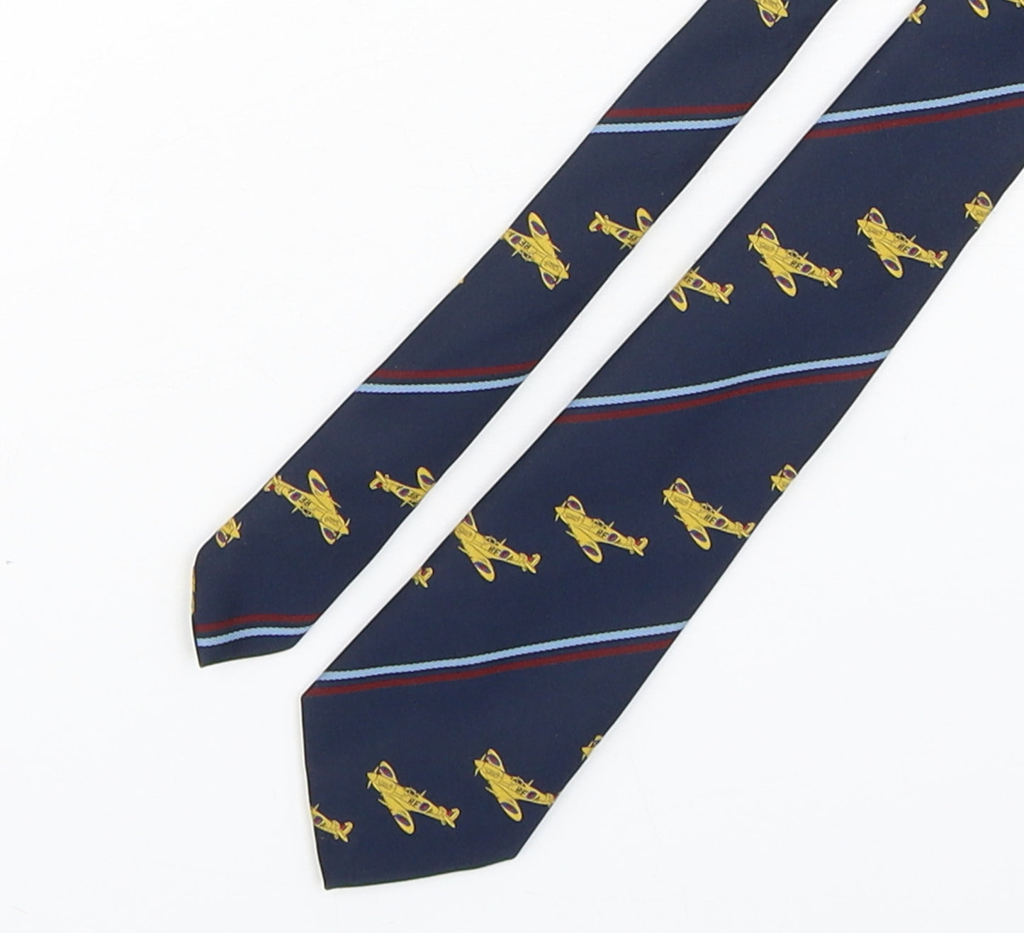 aviation  Mens Blue Striped Polyester Pointed Tie One Size - RAF