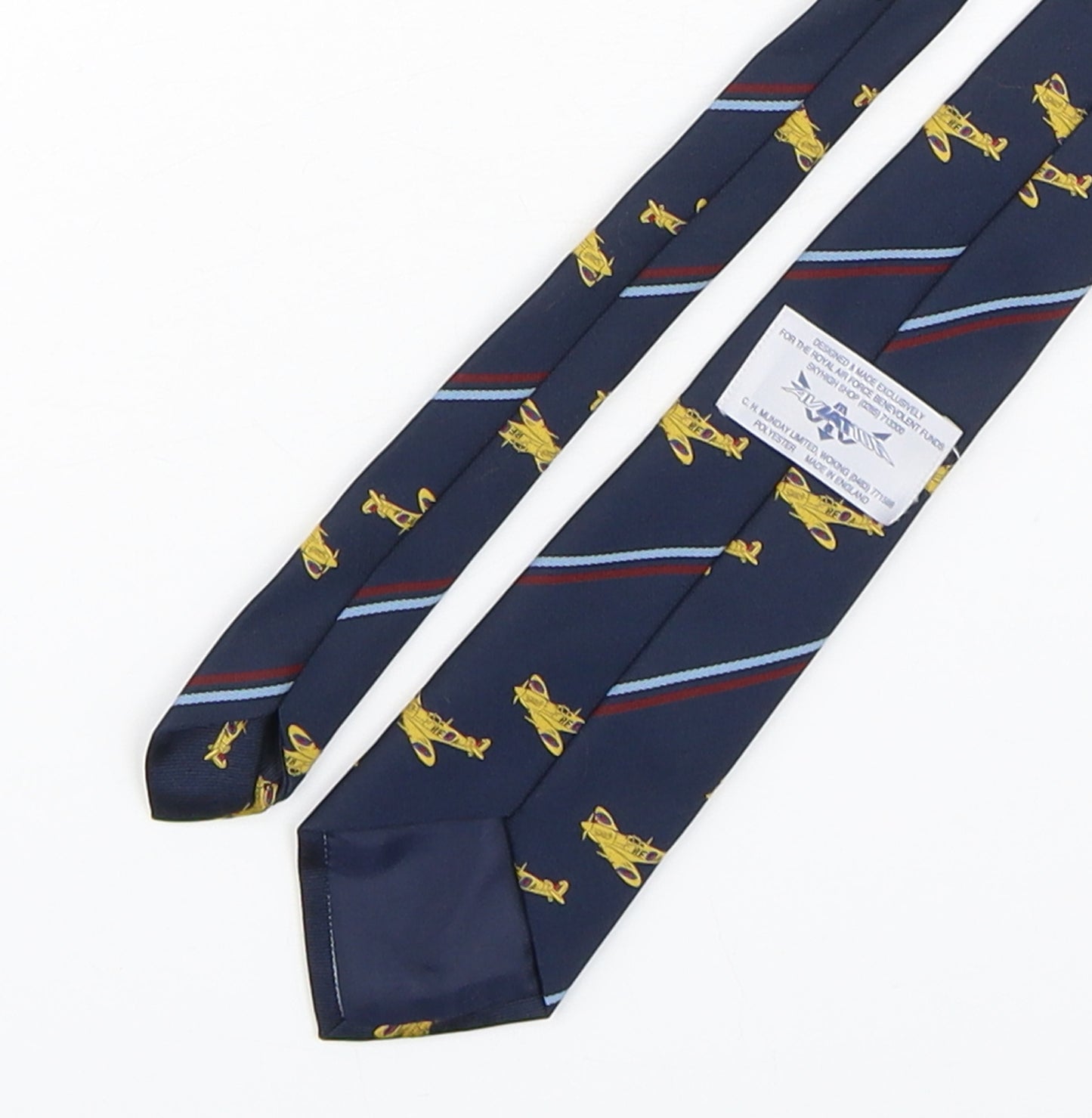 aviation  Mens Blue Striped Polyester Pointed Tie One Size - RAF